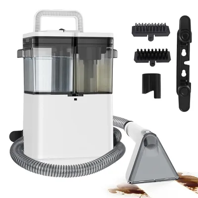 Obrázek produktu pro Čistič skvrn – praktický čistič koberců a čalounění – 500 W – sací výkon 12 kPa – mokré čištění – 220 V – 3 nástavce – bílá barva