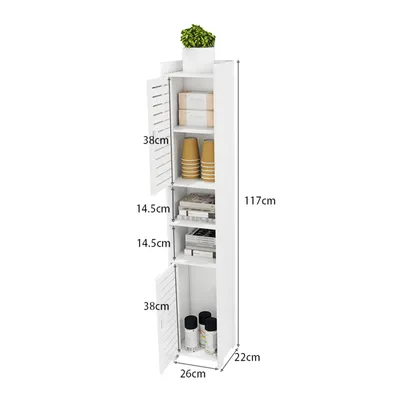 Image de Armoire de salle de bain 26x22x117cm debout avec porte et étagère Armoire de toilette blanc