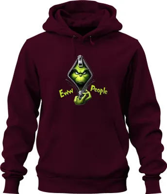 Produktbild von Grinch Eww People Reißverschluss Weihnachten lustig Geschenk Uni Hoodie Kapuzenpullover, Burgundy, XXL