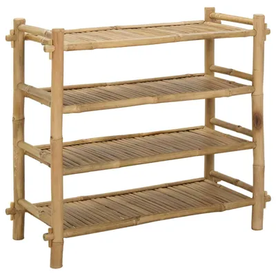Image de Rack à chaussures avec étagère Naturel 4 niveaux Bambou