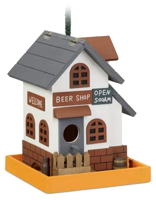 Produktbild von Relaxdays Deko Vogelhaus, Holz, Vogelhäuschen zum Aufhängen, Klappdach, HBT: 23 x 18 x 18 cm, Vogelvilla Garten, bunt
