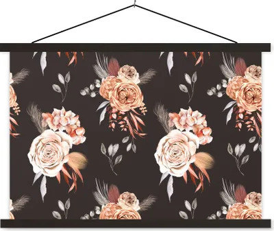 Produktbild von MuchoWow® Textilposter Blumen - Blätter - Natur 150x100 cm mit schwarzem Rahmen - Schlafzimmer