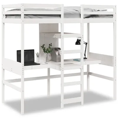 Produktbild von vidaXL Hochbett ohne Matratze Weiß 80x200 cm Massivholz Kiefer