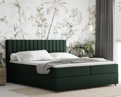 Produktbild von Boxspringbett 180x200 EVEREST, mit Topper, mit Bettkästen,  Doppelbett, Dunkelgrün, Panda Möbel