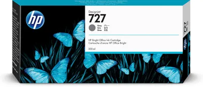 Obrázek produktu pro HP 727 Šedá inkoustová kazeta DesignJet, 300 ml, Řada tiskáren HP DesignJet T920, řada tiskáren HP DesignJet T1500, řada tiskáren HP..., Termotiskárna, Singapur, 283 mm, 41 mm, 118 mm