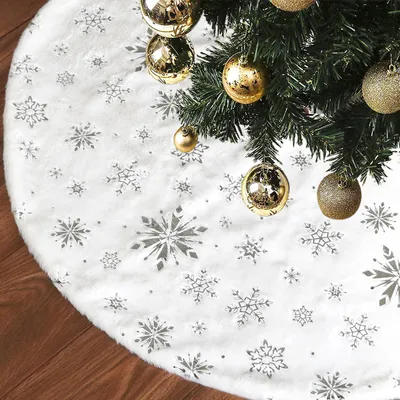 Immagine prodotto di Solidchoice - Copertura per albero di Natale in ecopelliccia  decorata con fiocchi di neve