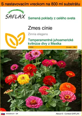 Obrázok produktu pre SAFLAX Garden in the bag - Zmes cínie - Zinnia elegans - 50 Semená - S pestovateľským substrátom v praktickom samostaviteľnom vrecku
