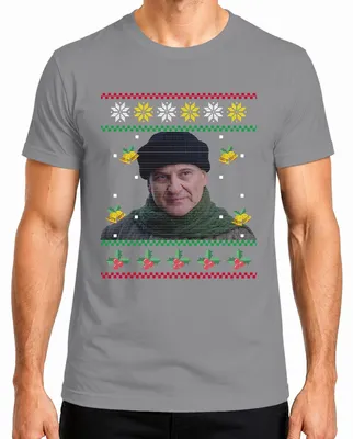 Productafbeelding van Harry Kevin - "Alleen thuis" - Kerstcadeau, lelijke kersttrui, kerstshirt voor heren, grijs, maat S