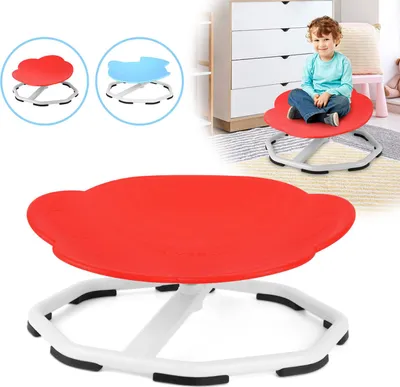 Produktbild von Faziango Autismus Kinder-Drehstuhl, Karussell Drehstuhl für Kinder, sensorischer Spielzeugstuhl, Karussell-Drehstuhl, sensorischer Stuhl, Training der Körperkoordination, Alter 3–9 (Rot)