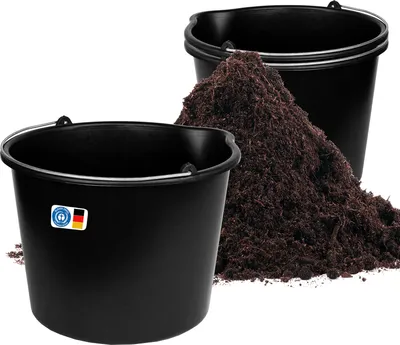 Produktbild von BigDean 3X Baueimer 20l - Mörteleimer mit Ausguss - Eimer für Baustelle & Garten - Stabiler Wasserkübel, Betoneimer mit Skala, Blauer Engel - Germany