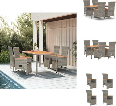 Image de vidaXL Ensemble de jardin 5 pièces avec coussins Gris Poly rotin - chaises de jardin