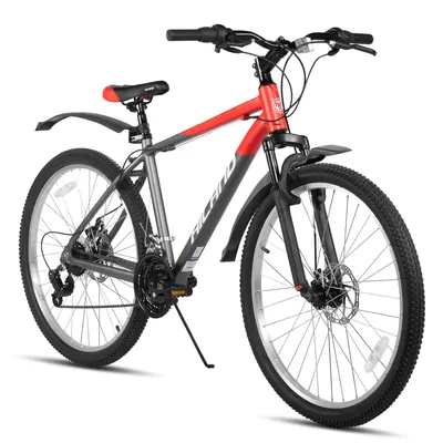 Produktbild von Hiland 26-Zoll-Herren-Mountainbike, 18-Gang, Federgabel, leichter Aluminiumrahmen, doppelte mechanische Scheibenbremsen, MTB Fahrrad für Erwachsene