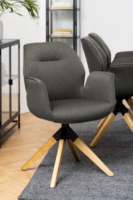 Produktbild von Armlehnstuhl >Aura< in Grau, Polyester, Rubberwood - 60,5x91x58,5cm (BxHxT)