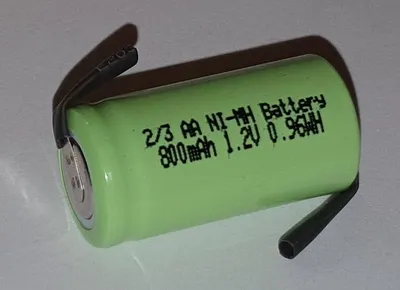 Produktbild von Einzel-Zelle Akku NiMH 2/3AA 1,2V 800mAh mit Lötfahne Z-Form Zelle 2/3 AA