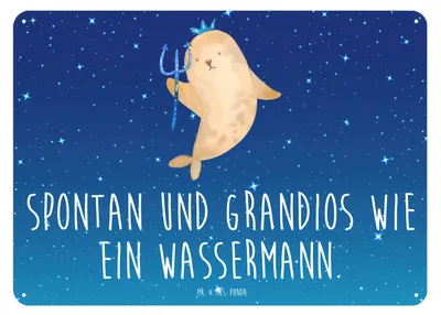 Produktbild von Mr. & Mrs. Panda tafel Sternzeichen Wassermann DIN A3 - Sternenhimmel Blau - Geschenk, wandtafel, Nix, Meermann, Wandbild, Schild, Geburtstag Januar, Meer, Blechschild
