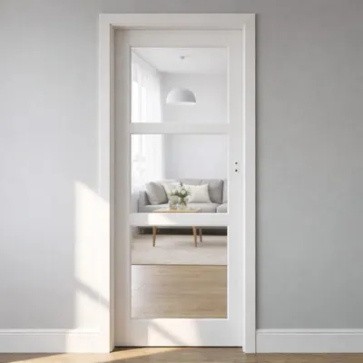 Immagine prodotto di Bloc Porta Kenya Bianco Vetro Trasparente H204 x L73 cm Lato Tavolo P. sinistra GD MENUISERIES