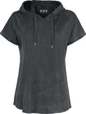 Produktbild von Black Premium by EMP Damen schwarzes T-Shirt mit Kapuze M