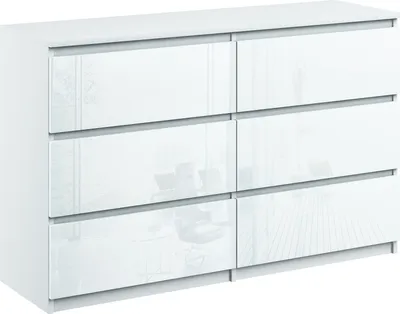 Produktbild von Kommode mit 6 Schubladen breite 120cm Sideboard moderne weiss hochglanz
