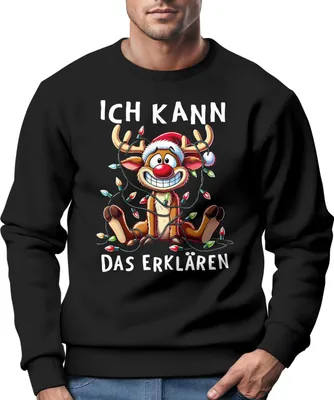 Produktbild von Sweatshirt Herren Weihnachtspullover Lustig Rentier Spruch XMAS Sweater Weihnachtsoutfit Männer Moonworks®