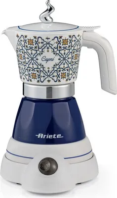 Produktbild von Ariete 1358 Capri Moka Aroma, Elektrische Espressokanne, 0,14 l, Gemahlener Kaffee, 400 W, Blau, Weiß