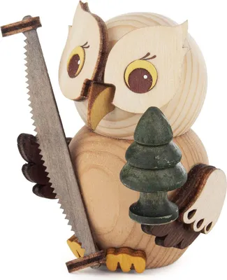 Productafbeelding van Miniatuur figuur: kleine uil, boswerker, bruin, hoogte 7 cm, nieuw