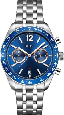 Produktbild von Cluse Herrenuhr Aravis 41 mm Edelstahl blaues Zifferblatt Quarz 50m wasserdicht