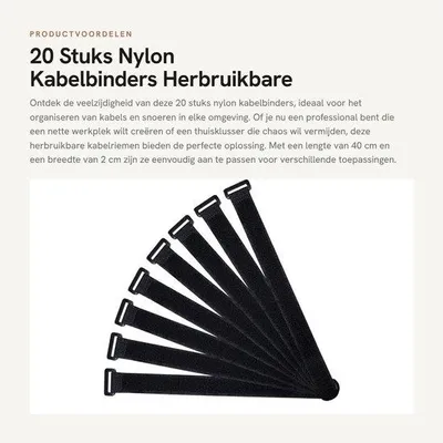 Productafbeelding van Rubberen kabelbinderset - 20 stuks - Flexibel