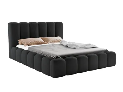 Produktbild von LUXKOR24 Polsterbett VELORA 180x200cm mit Bettkasten & Metallgestell - SCHWARZ MONOLITH
