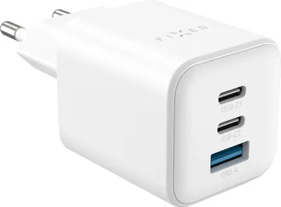 Obrázek produktu pro Síťová nabíječka GaN 1x USB-A 2x USB-C PD 3.0, 65 W, QC 4.0, AFC, FCP, SCP, kompaktní, pevná mini PD 65 GaN nabíječka, bílá