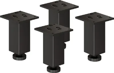 Produktbild von 4er Set sossai Höhenverstellbare Aluminium Möbelfüße 120mm in Schwarz Schrankfüße Sockelfüße
