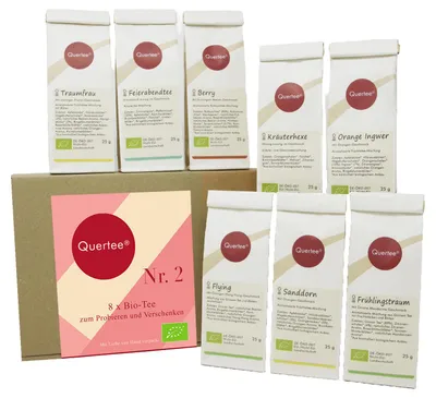 Produktbild von Probierset  Tee Quertee® Nr. 2 - 8 x 25 g verschiedene Biotee als Geschenkset / Probierset - 200 g