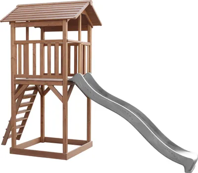 Image de Axi Beach Tower Aire De Jeux Avec Toboggan En Gris & Bac À Sable | Grande Maison Enfant Extérieur En Marron | Cabane De Jeu En Bois