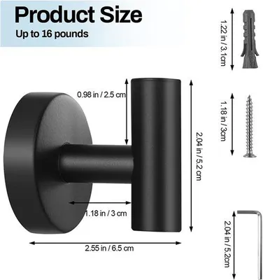 Produktbild von Badjashaak, 6 Stück Wandmontage, matte Wand, Edelstahl, schwer, Türhaken, für Küche, Schlafzimmer, Hotel, Schwimmbad, Schwarz