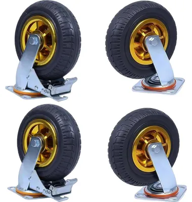 4 Industrierollen 20 cm, Lenkrollen, Tragfähigkeit 1200 kg, 2 mit Bremse