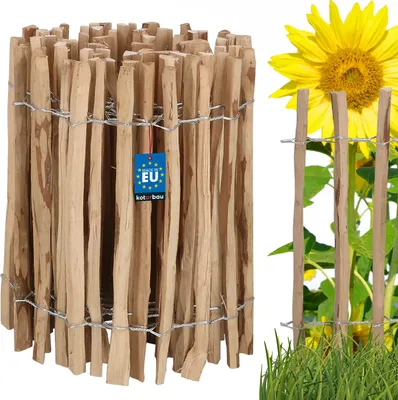 Produktbild von KOTARBAU® Staketenzaun Rollzaun Gartenzaun zum Stecken Beetzaun 0,5x5 m Beeteinfassung Staketenabstand 3-4 cm Holzzaun für Garten Sichtschutz Zaun