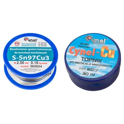 Zdjęcie produktu dla Zestaw lutowniczy Topex Cynel, cyna 2,5 mm + 100 g pasty lutowniczej sn97%