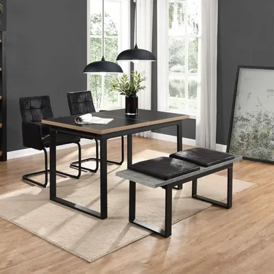 Obrázok produktu pre Sedacia lavica do jedálne – Sedacia lavica – Lavica k jedálenskému stolu – Malá lavica – Sedacia súprava – 120 cm – Sedák z dreva s efektom betónu