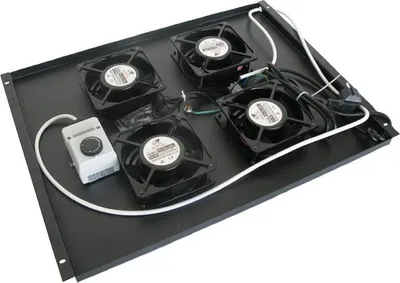 Zdjęcie produktu dla Wentylacja XtendLan do szaf rack ECO, głębokość 800 mm, 4 wentylatory z termostatem, czarny