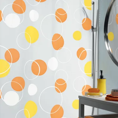 Produktbild von spirella Duschvorhang Peva Anti Schimmel 100% wasserdicht 180x200 cm "Bubble" Orange