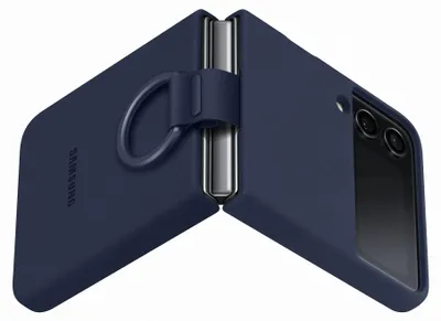 Produktbild von Samsung, Silikonhülle Galaxy Z Flip4 glatt mit Selfie-Ring, Marineblau