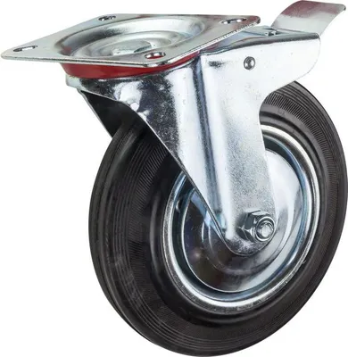 Obrázek produktu pro Gumové otočné kolo s brzdou 200 mm, do 185 kg
