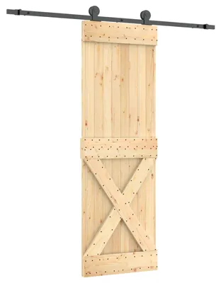 Produktbild von Schiebetür Natürlich und Schwarz 70 x 210 cm Massivkiefer