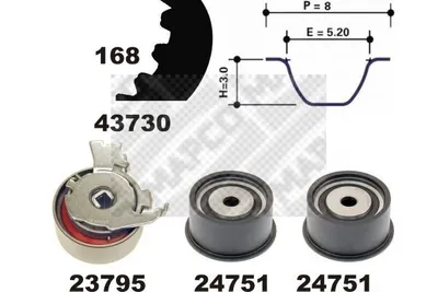 Produktbild von MAPCO 23730 Zahnriemensatz für OPEL Astra G CC (T98) 168-Zähne