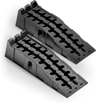 Image de Jeu de cales de levage - Blocs de calage - Entretien des véhicules - Capacité de charge : 5 tonnes - 2 pièces - Noir