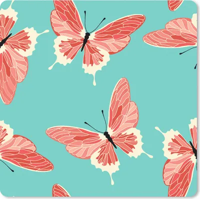Produktbild von MuchoWow® Mauspad Mousepad Schmetterlinge - Rosa - Muster 20x20 cm - Mousepads - Maus Mat - Pad - Mausunterlage - Desk Mat - Bureauartikeln