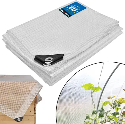 Produktbild von KOTARBAU® Plane mit Ösen 120 g/m2 Transparent 3x5 m Abdeckplane Gewächshaus Folie Wasserdicht Durchsichtig Universal Gitterfolie