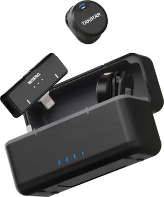 Produktbild von TAKSTAR V2 One-Trigger-Two 2,4G Kabelloses Mikrofon, Ansteckmikrofon, 100?m uebertragungsreichweite, intelligente Rauschunterdrueckung, mit Ladehuelle, magnetischem Trageband fuer Vlog, Live-Streaming, Interview, kompatibel mit iPhone 14/13/12/11