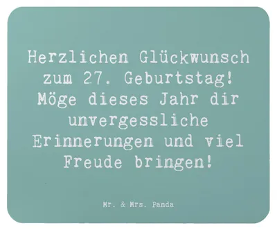 Produktbild von Mr. & Mrs. Panda Mouse Pad Spruch 27. Geburtstag - Meeresbrise - Geschenk, Geburtstagserlebnis, Jubilar, Alter, mousematte, Mauspad, Happy Birthday, Mousepad, laptop, pc
