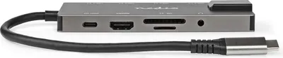 Image de Adaptateur Multi-Ports USB | USB 3.2 Gen 1 | USB-C™ Mâle | RJ45 Femelle / SD / Sortie HDMI ™ / 2x USB-C™ / 3.5 mm Femelle / 3x USB-A Femelle | 5 Gbps | 0.20 m | Rond | Plaqué or | PVC | Anthracite | Boîte