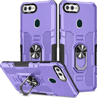 Obrázek produktu pro OPPO A7 Case, Dual Layer Rugged Armour Ring Holder Stand Ochranné pouzdro pro OPPO A7/A5S/A12/A11K/F9 Purple